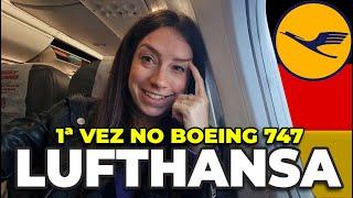 COMO É VOAR LUFTHANSA: entrei na cabine do piloto Boeing 747! Review voo Guarulhos Frankfurt Londres