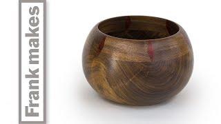 Wood Turned Walnut Bowl with Diamond Pattern
