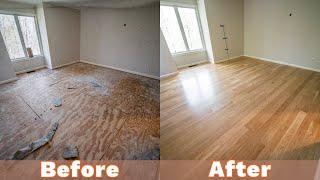 Before/After video of  renovated parquet white oak hardwood floor. #new #wood #floor #update #reel