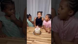 Dad catches daughter blowing out big sisters birthday candle #shorts