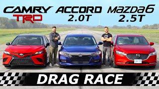 2020 Toyota Camry TRD vs Honda Accord vs Mazda6 // DRAG & ROLL RACE