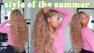 GETTING THE TRENDY BOHO KNOTLESS BRAIDS | What Hair To Use + Full Install | cheymuv