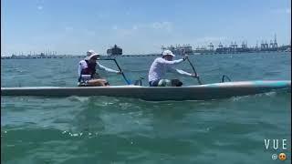 Paddling a 2 person Outrigger Canoe (OC2) using the One-Arm Freedom canoe paddle