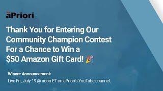 Announcing aPriori's Community Champion Contest Winner