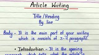 Article writing format || How to write article in english