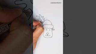 Cute Christmas Reindeer Face Drawing | Easy Tutorial | #shorts #video #drawingtutorial