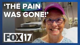 Woman pain-free after spinal surgery with new medical technology