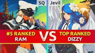 GGST ▰ SQ (#5 Ranked Ramlethal) vs Jevil (TOP Ranked Dizzy). High Level Gameplay