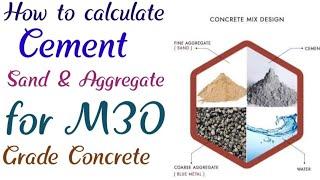 Calculation of Cement Sand & Aggregate for M30 Grade of Concrete | Cost Analysis of 1 m³| Grade M30