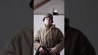 Otto Degen - getting dressed for ww2 photo shooting