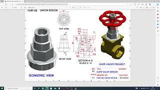SKETCH GATE VALVE DESIGN AND ASSEMBLE IN SOLIDWORKS// PART-08, UNION DESIGN