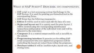 What is SAP Script? Describe its components