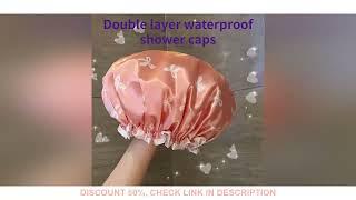 1pc Double Layer Shower Caps Printed Bonnet Waterproof Bath Caps Reusable Shower Caps Hair Hat For W