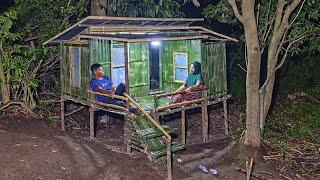 Camping hujan deras || 2 hari membangun shelter yang indah bersama istri di hutan belan tarah