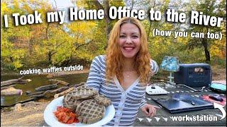 I Took my HOME OFFICE to the RIVER (and made waffles) | BLUETTI Power Station Test Review in Nature