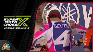 Chase Sexton gets landed on in 450 Moto 1 of SMX World Championship Finals | Motorsports on NBC