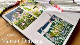 ASMR Marker Drawing⎪Ohuhu Markers Unboxing + New Sketchbook 