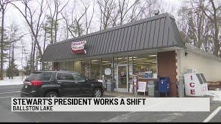 Stewart's Shops president works a shift