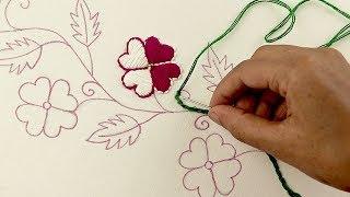 Hand Embroidery, Border Line Embroidery Tutorial, Easy Border Design