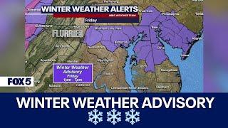 DC winter snow: Flurries Friday; heavier snow Sunday, Monday