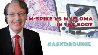 How does the M-spike correlate to the amount of myeloma protein in the body?