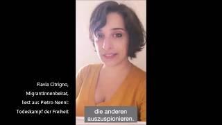 Lesung aus verbrannten Büchern - Flavia Citrigno liest aus "Todeskampf der Freiheit" von P. Nenni