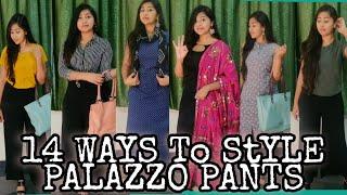 14 WAYS TO STYLE PALAZZO PANTS | HOW TO STYLE PALLAZO  | OUTFIT IDEAS | SAHITHI