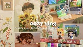 cozy vlog  studio makeover, standing desk, anime & manga, gacha, divoom ditoo unboxing