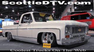 1974 Chevrolet C10 Custom Slammed Street Truck Kicker Booth 2022 SEMA Show Las Vegas NV