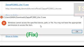 How to fix Windows cannot access the specified device, path, or file. Windows 10
