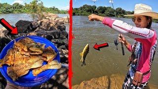 PESCAMOS E FIZEMOS UM ALMOÇO TOP ENCIMA DAS PEDRAS DO RIO XINGU