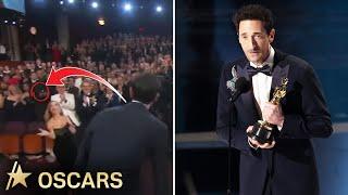 Watch Adrien Brody Throw GUM To Georgina Chapman After Winning Oscar For Best Actor