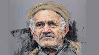 How to draw old man with soft pastel