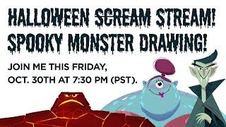 HALLOWEEN LIVE STREAM: Spooky Monster Drawing With Suggestions From Chat! ( live stream)