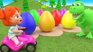 Little Baby Girl Fun Learning Colors for Children with Color Eggs Dinosaur Cartoons 3D Kids Edu Play