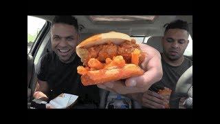 Eating KFC Cheetos Sandwich