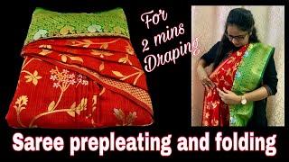 Saree pre pleating ,Ironing and Folding tutorial In Telugu |How to drape saree | Tips n tricks