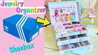 DIY - How to make Jewelry Organizer with waste Shoebox