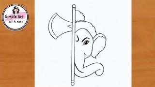 Easy drawing of Bal Ganesha |Lord Ganesha drawing |drawing for beginners |simple art with rose