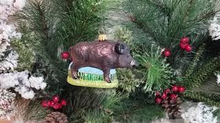 Wild Boar - Glass Christmas Ornament