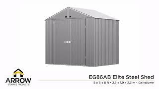 Get a 360 View of the Arrow Elite Steel Storage Shed, 8x6, in Galvalume