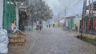 heavy rain in my village | very cold and heavy | fell asleep immediately to the sound of heavy rain