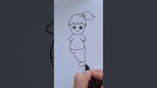 drawing girl easy for kids & toddlers #shorts