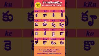 Telugu Ka Gunintham in English | క  గుణింతము | Learn Telugu Guninthalu