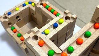 Marble run race  Cubolo building course and colorful balls