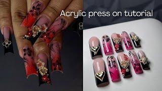 PRESS ON NAIL ART TUTORIAL ️ Acrylic press on’s , airbrush nail art tutorial,