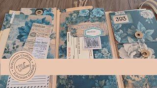 DIY Vintage Floral Blue Folder Kit | Decorative Folder with Pockets & Openings