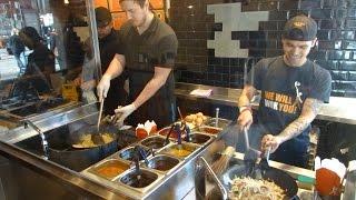 Asian Street Food: Stir Fried Veggie Dish with Whole Grain Rice at Wok to Walk, Baker Street, London