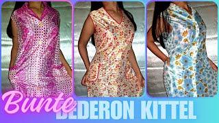 Trixi trägt Bunte DDR Dederon Nylon Kittelschürzen | Nylon Smock #nylon #apron #kittelschürze #smock