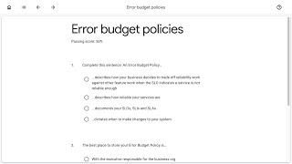 Error budget policies